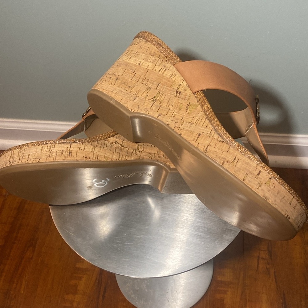 NWOT SAM EDELMAN YARDLIE TAN CORK THONG SANDALS - Picture 2 of 15